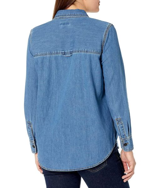 View 3 of 4 Club Monaco Women's Denim Shirt in Indigo