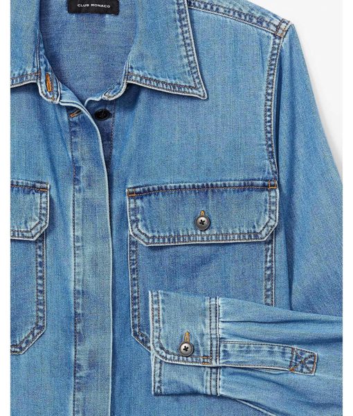 View 4 of 4 Club Monaco Women's Denim Shirt in Indigo