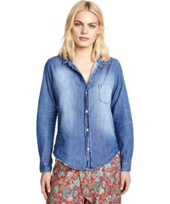 View 1 of 6 Frank & Eileen Women's Barry Button Down Shirt in Faded Distressed Vintage Wash Blue