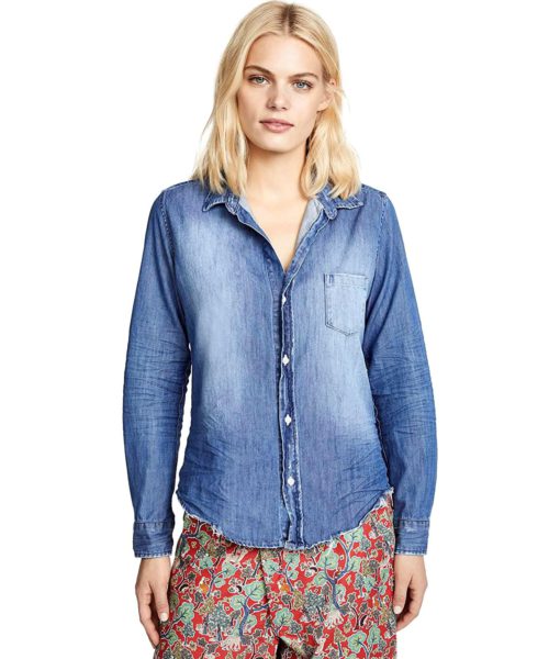 View 1 of 6 Frank & Eileen Women's Barry Button Down Shirt in Faded Distressed Vintage Wash Blue