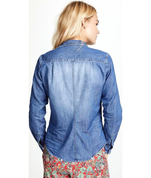 View 3 of 6 Frank & Eileen Women's Barry Button Down Shirt in Faded Distressed Vintage Wash Blue