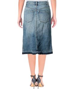 View 2 of 2 Free People Front Slit Denim Midi Skirt in Cloudless
