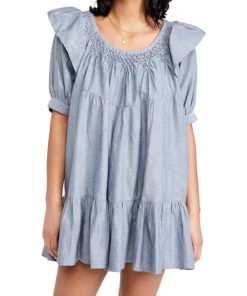 View 1 of 6 Free People Women's Amelie Mini Dress Denim in Indigo