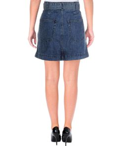 View 2 of 2 Free People Womens Belted Denim Skirt in Blue