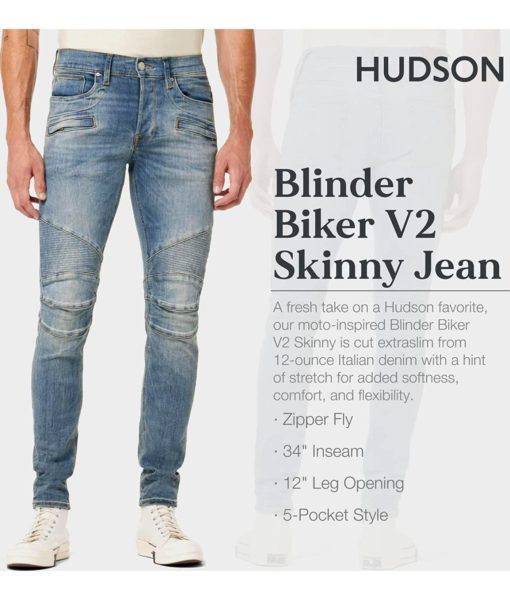 View 2 of 4 HUDSON Jeans Men's The Blinder V.2 Skinny Biker Jean RP in Rally