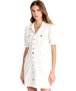 View 1 of 6 PAIGE Women's Mayslie Denim Dress Blank Canvas in White