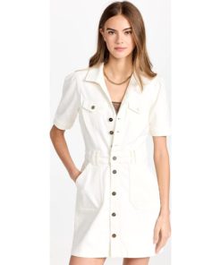 View 2 of 6 PAIGE Women's Mayslie Denim Dress Blank Canvas in White