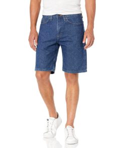 View 1 of 2 Wrangler Men's Classic Relaxed Fit Five Pocket Jean Short in Stonewash Dark
