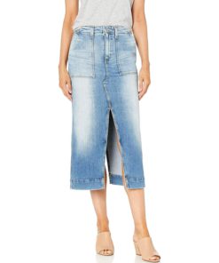 View 1 of 4 AG Adriano Goldschmied Lana Denim Workwear MIDI Length Skirt