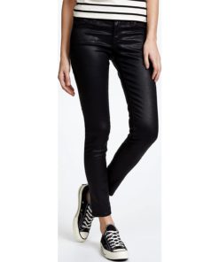 View 2 of 6 AG Adriano Goldschmied Women The Legging Ankle Jean in Super Black Leatherette