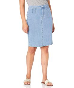 View 1 of 2 BCBGMAXAZRIA Stretch Denim Pencil Skirt in Light Vintage Wash