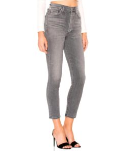 View 1 of 4 Citizens of Humanity Women’s Olivia High Rise Button Fly Slim Crop Jeans in Granite
