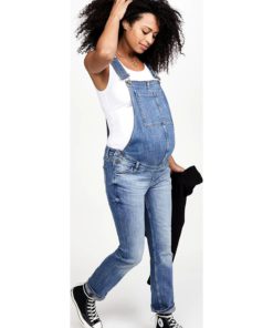 View 2 of 6 DL1961 Women's Mara Straight Ankle Maternity Overalls in Barrow