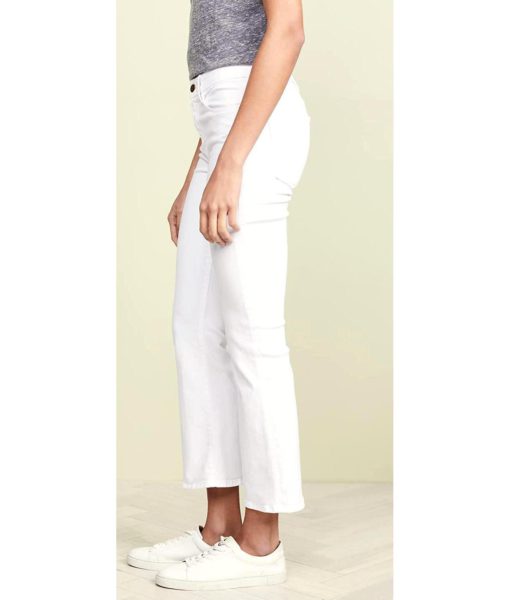 View 4 of 6 FRAME Women's Le Crop Mini Boot Cut Jeans in Blanc