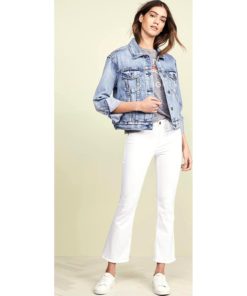 View 5 of 6 FRAME Women's Le Crop Mini Boot Cut Jeans in Blanc