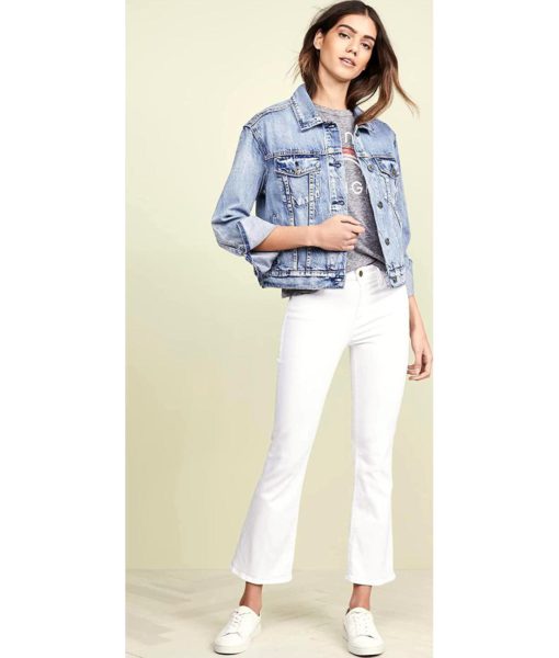 View 5 of 6 FRAME Women's Le Crop Mini Boot Cut Jeans in Blanc