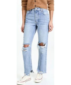 View 2 of 6 Free People Tapered Baggy Boyfriend Jeans in Mid Century Blue