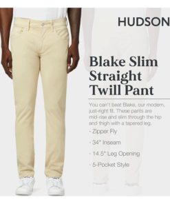 View 2 of 3 HUDSON Jeans Blake Slim Straight Twill Pant RP in Beige