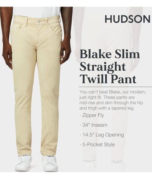View 2 of 3 HUDSON Jeans Blake Slim Straight Twill Pant RP in Beige