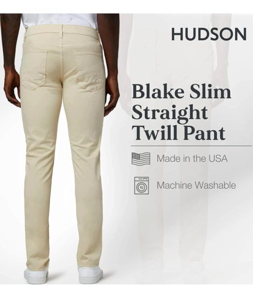 View 3 of 3 HUDSON Jeans Blake Slim Straight Twill Pant RP in Beige