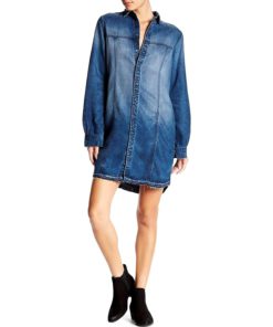 View 1 of 2 HUDSON Jeans Long Sleeve Tricia Utility Shirtdress in Blue