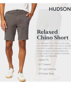 View 2 of 3 HUDSON Jeans Men's Relaxed Chino Short in Dark Grey