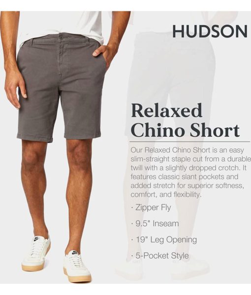 View 2 of 3 HUDSON Jeans Men's Relaxed Chino Short in Dark Grey