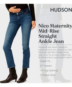 View 2 of 3 HUDSON Jeans Nico Straight Ankle Maternity Jean in Head Over Heels