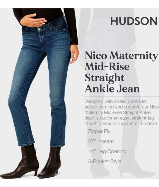 View 2 of 3 HUDSON Jeans Nico Straight Ankle Maternity Jean in Head Over Heels