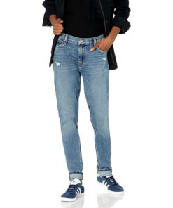 View 1 of 2 HUDSON Jeans Women's Lana Slim Boyfriend Ankle Jean with Rolled Hem in Everlast