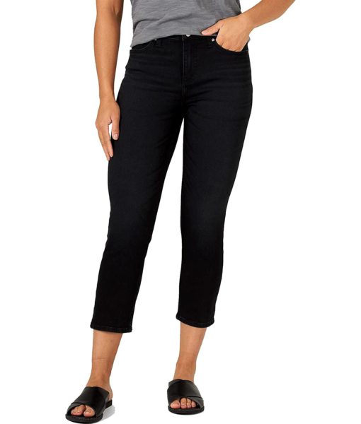 View 1 of 6 Lee Ultra Lux Mid-Rise Cigarette Crop Jean in Black