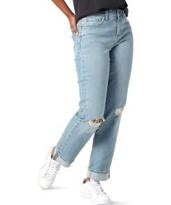 View 1 of 6 Lee Women's Mid Rise Boyfriend Jean in One Tone DX