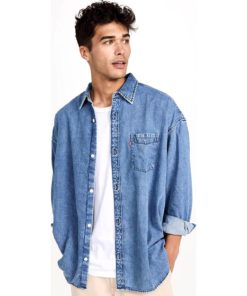 View 2 of 6 Levi's Men's The Slouchy Denim Shirt in Slouchy Stone
