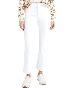 View 1 of 6 MOTHER Women's The Hustler Ankle Fray Jeans in Fairest of Them All White