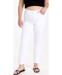 View 2 of 6 MOTHER Women's The Hustler Ankle Fray Jeans in Fairest of Them All White
