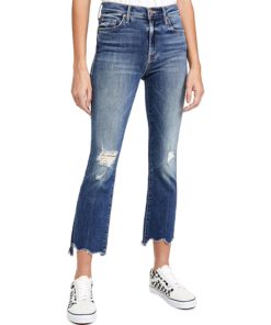 View 1 of 6 MOTHER Women's The Insider Crop Step Chew Jeans in Dancing On Coals