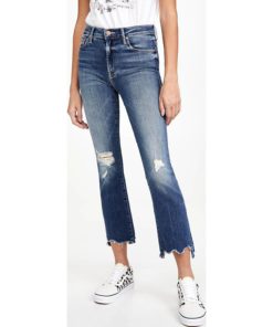 View 2 of 6 MOTHER Women's The Insider Crop Step Chew Jeans in Dancing On Coals