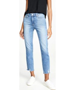 View 2 of 6 PAIGE Women's Cindy Jeans with Destroyed Hem in Mel Blue
