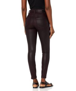 View 2 of 2 PAIGE Women's Hoxton Transcend HIGH Rise Ultra Skinny Ankle Jean in Black Cherry Luxe Coating