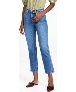 View 2 of 5 PAIGE Women's Sarah Straight Ankle Jeans with Reverse Waistband in Rural Distressed