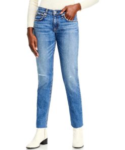 View 1 of 2 Rag & Bone Dre Raw Hem Low Rise Boyfriend Jeans in Blue