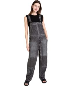 View 1 of 6 Rag & Bone Women's Miramar Overalls in Black Magic