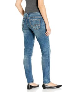 View 2 of 4 Silver Jeans Co. womens Girlfriend Jeans in Medium Marble Wash