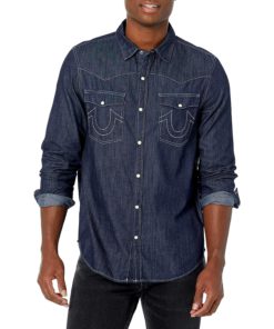 View 1 of 2 True Religion Dark Wash Western Shirt in Indigo