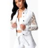 View 1 of 4 Bebe Crochet Sleeve Denim Jacket in White