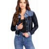 View 1 of 4 Bebe Lace Detail Denim Jacket in Blue