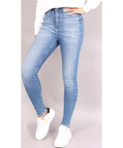 View 1 of 2 Calvin Klein High Rise Super Skinny Ankle Jean in Denim Light Blue