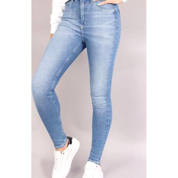 View 1 of 2 Calvin Klein High Rise Super Skinny Ankle Jean in Denim Light Blue