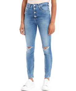 View 2 of 3 Calvin Klein High Rise Super Skinny Ankle Jean in Blue