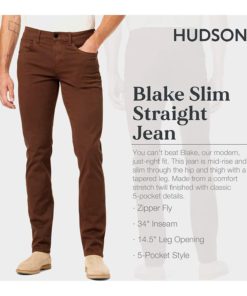 View 2 of 3 HUDSON Jeans Men's Blake Slim Straight Leg Jean in Chocolate Brown